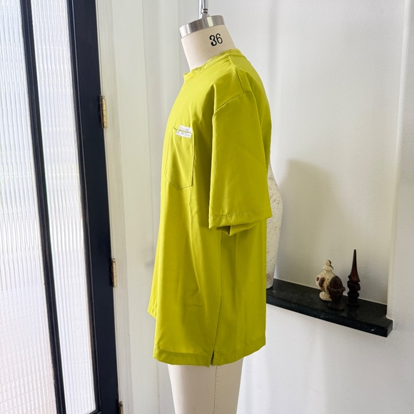 Emporio Armani Neon Lime Green D41C53 100% Virgin Wool Short Sleeve T-shirt - Picture 4 of 10